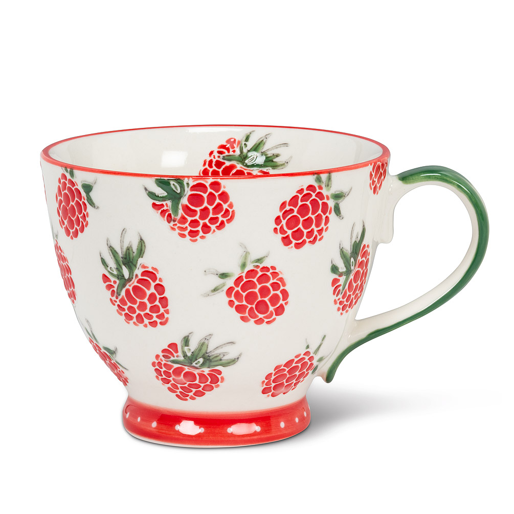 Picture of Abbott Collection AB-27-CHINTZ-BERRY 4 in. Raspberry Handled Cup&#44; Ivory & Pink - Large