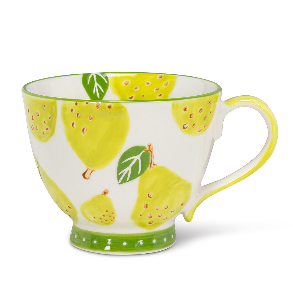Picture of Abbott Collection AB-27-CHINTZ-PEAR 4 in. Pear Handled Cup&#44; Ivory & Green - Large