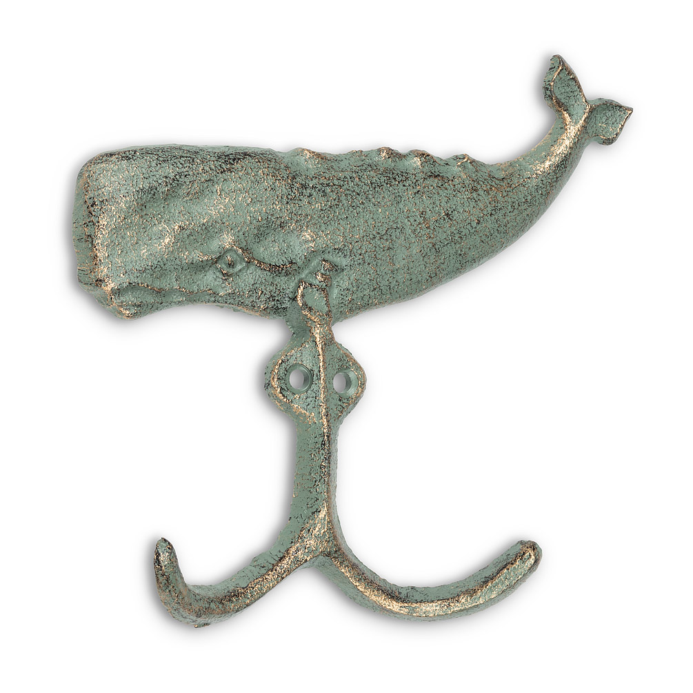 Picture of Abbott Collection AB-27-FOUNDRY-0422 6 in. Whale Double Wall Hook&#44; Verdigris