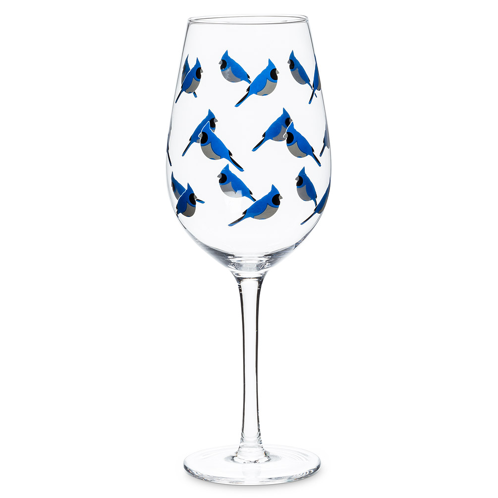 Picture of Abbott Collection AB-27-JAY-GOB 9.5 in. Blue Jay Wine Glass&#44; Clear & Blue