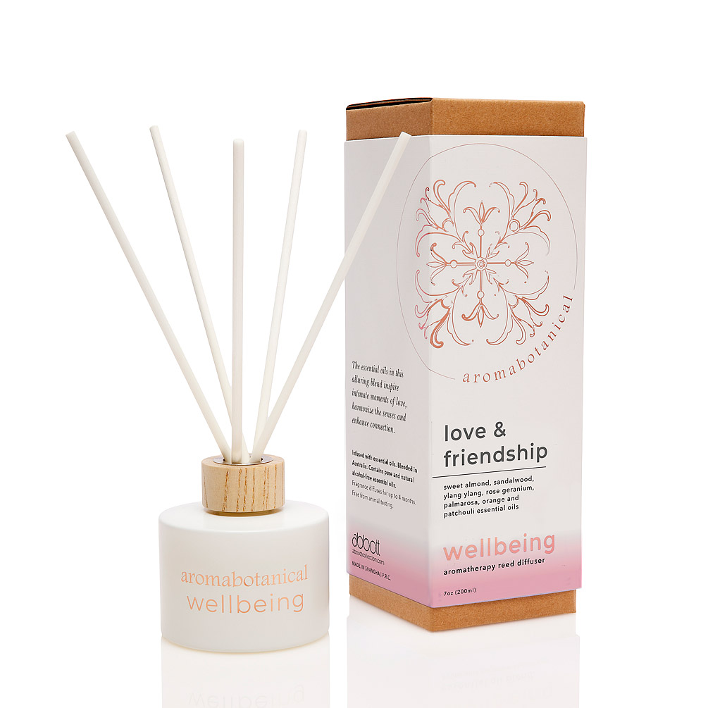 Picture of Abbott Collection AB-16-WB-REED-LF 3.5 x 9 in. Love Reed Diffuser&#44; Clear