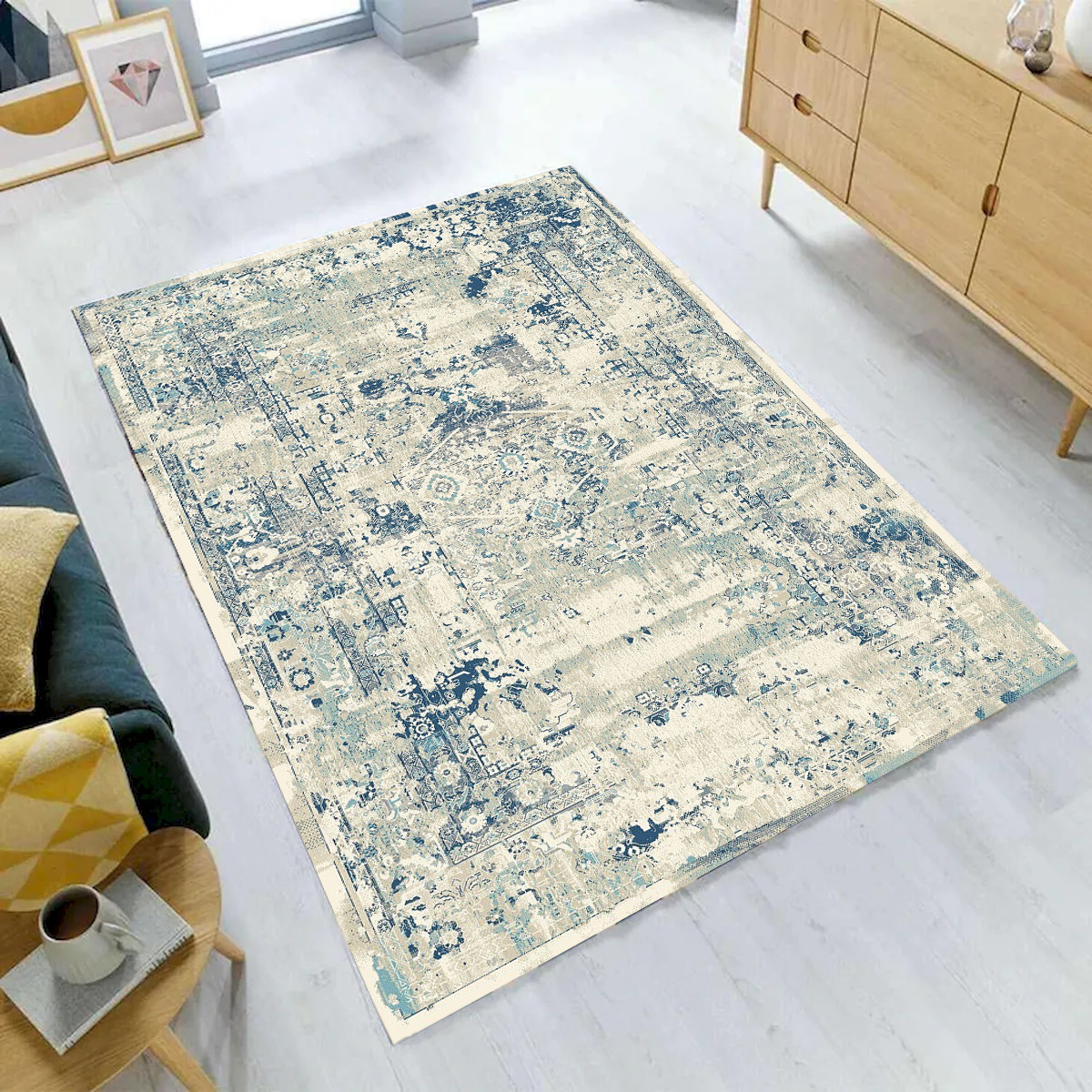 VA-HEI-81-1516 8 x 10 ft. Heirloom Blue & Beige Abstract Pattern Rectangle Area Rug -  Mr. MJs Trading