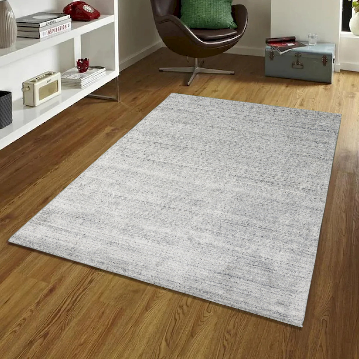 8 x 10 ft. Luxe Silver Hand Loomed Wool & Viscose Rectangle Area Rug