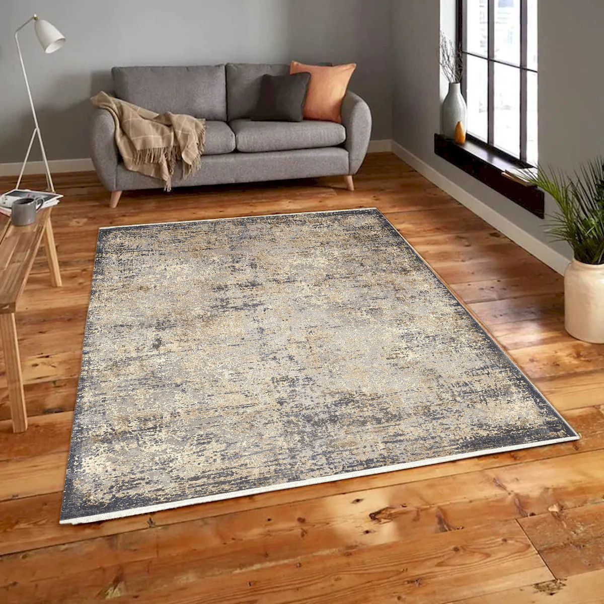 Picture of Mr. MJs Trading VA-CHA-46-1001 4 x 6 ft. Charisma Muted Grey & Ivory Distressed Abstract Rectangle Area Rug