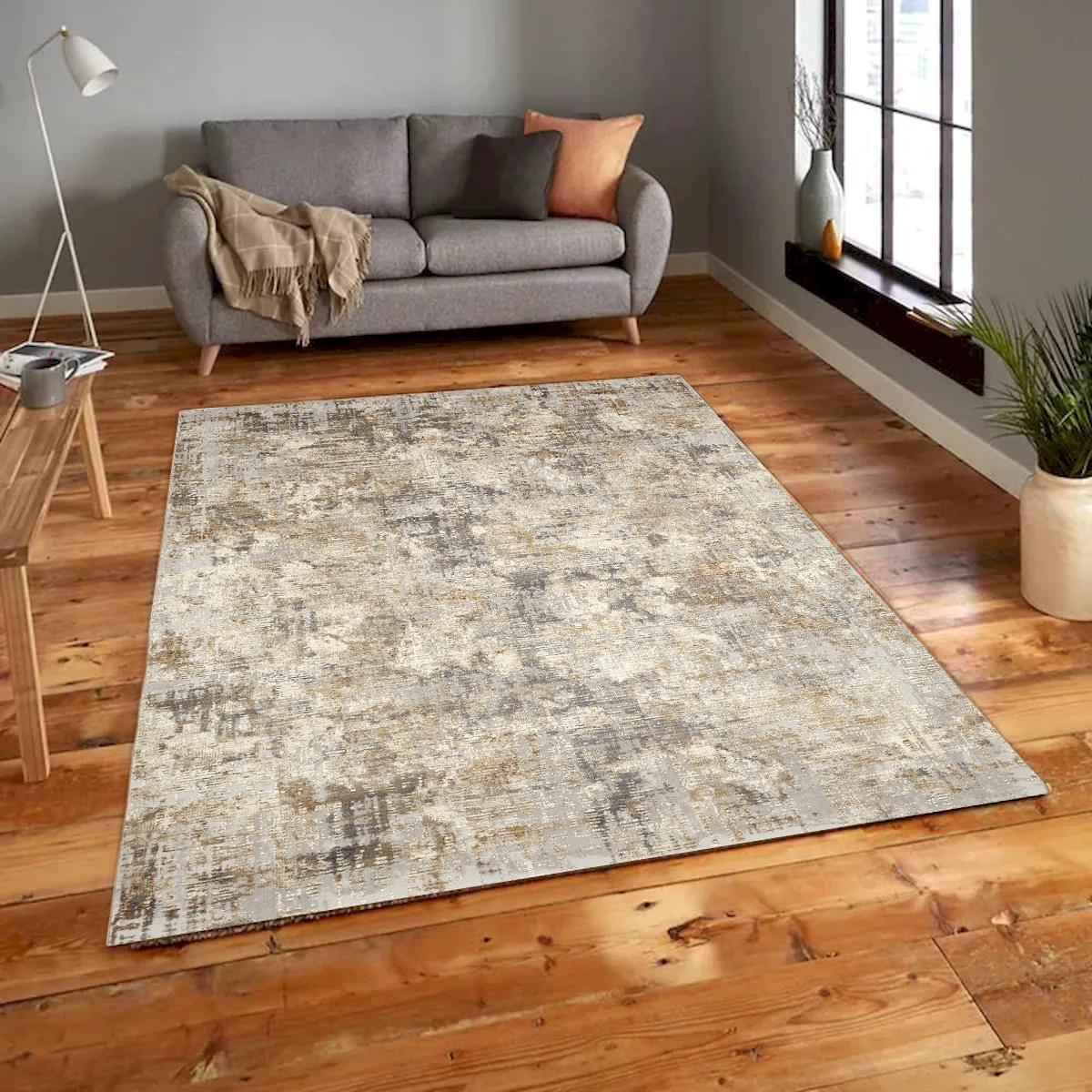Picture of Mr. MJs Trading VA-CHA-46-1002 4 x 6 ft. Charisma Muted Ivory & Gray Distressed Abstract Rectangle Area Rug
