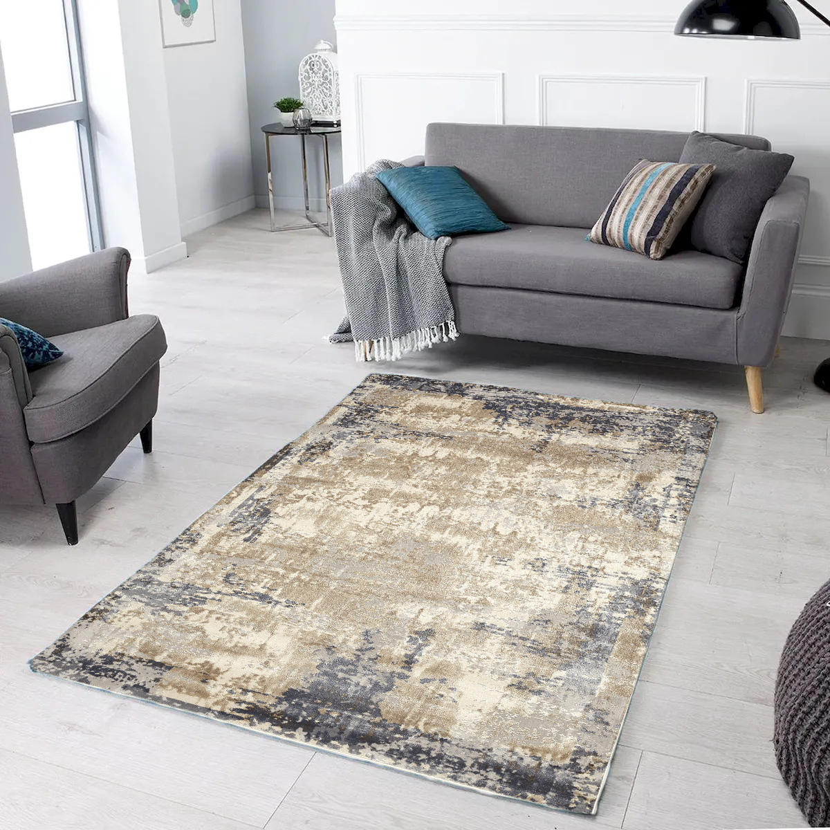 Picture of Mr. MJs Trading VA-CHA-81-1004 8 ft. 3 in. x 10 ft. Charisma Ivory & Muted Grey Distressed Abstract Rectangle Area Rug