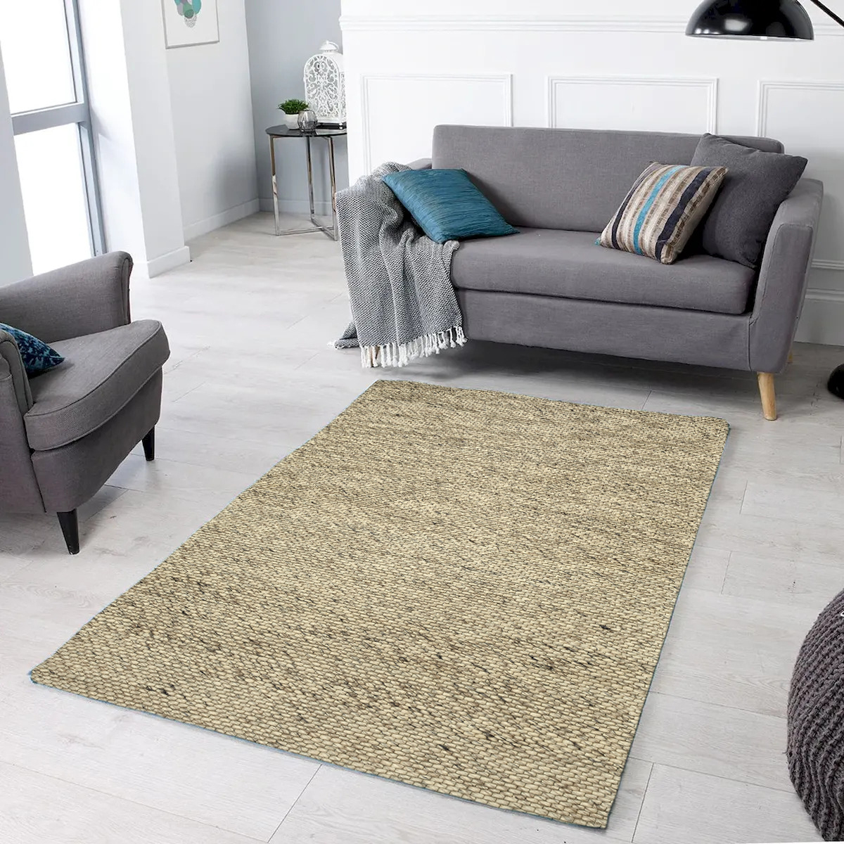 2 x 3 ft. Chinook Beige & Ivory Handmade Wool Rectangle Area Rug