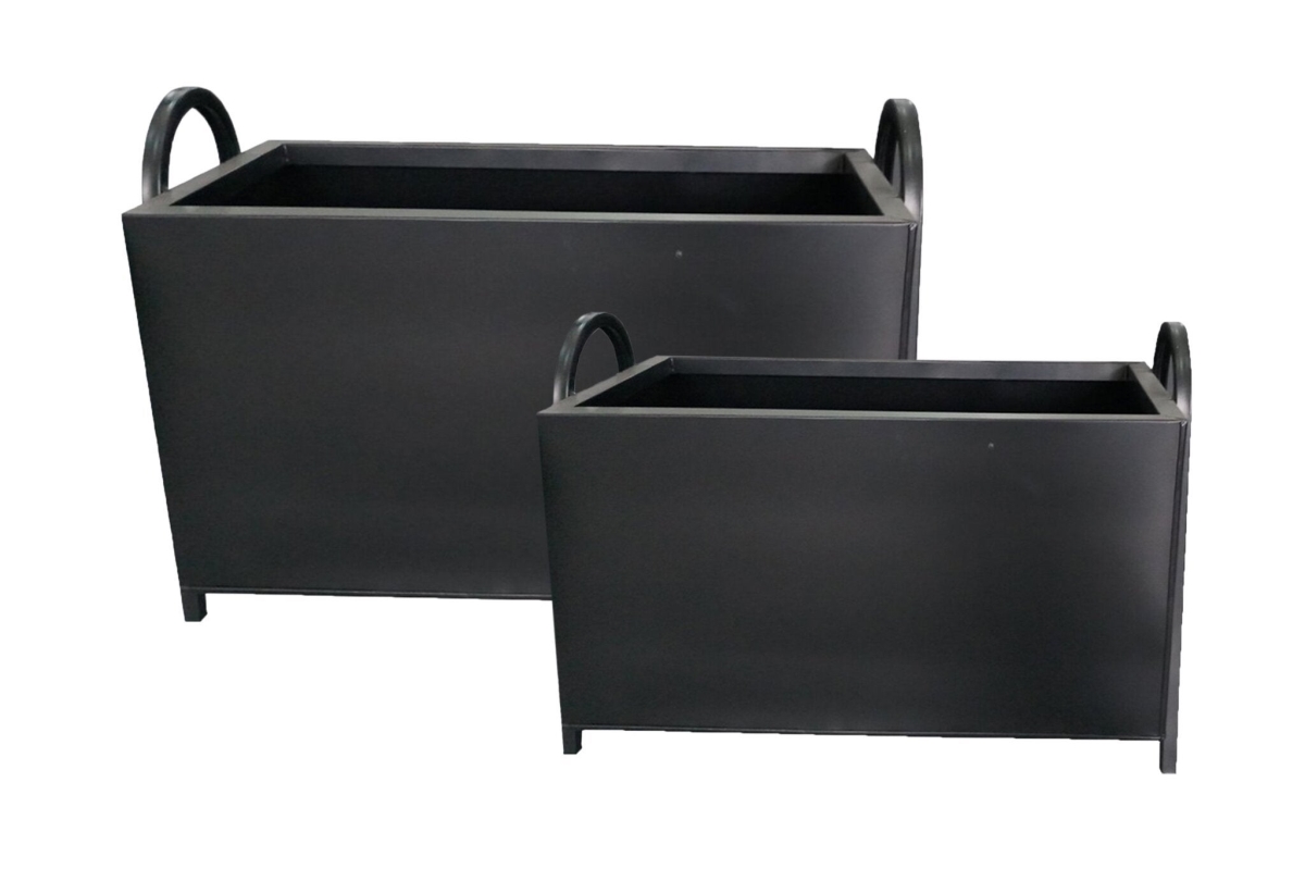 AI-GG9559 Rectangular Black Matte Metal Planters, Set of 2