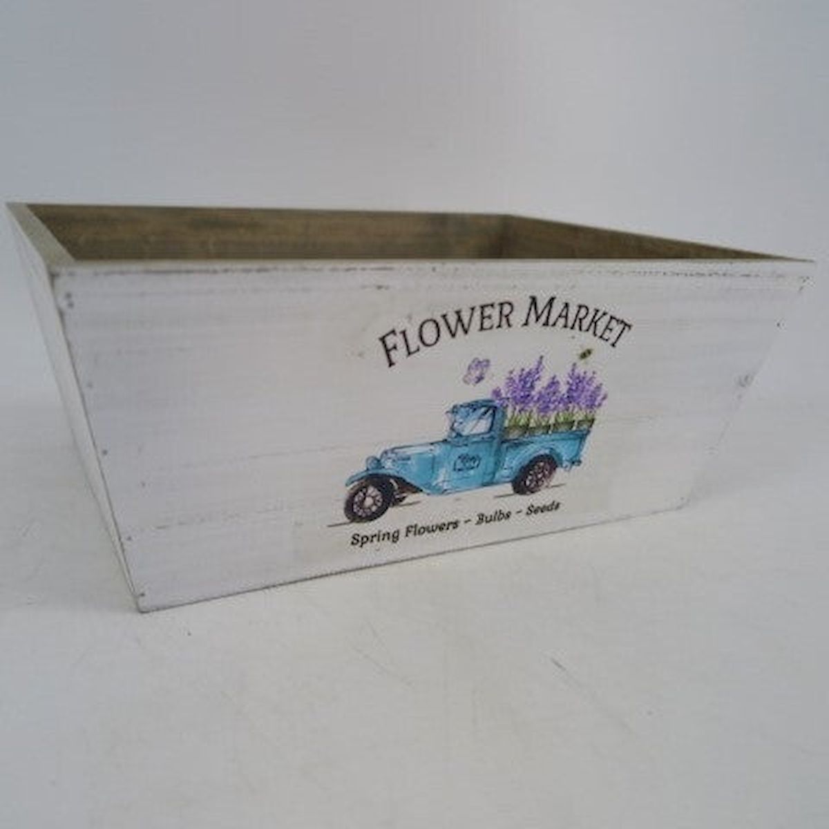 Picture of Mr. MJs Trading AI-2250-429 White with Blue Truck & Lavender Flower Market Crate
