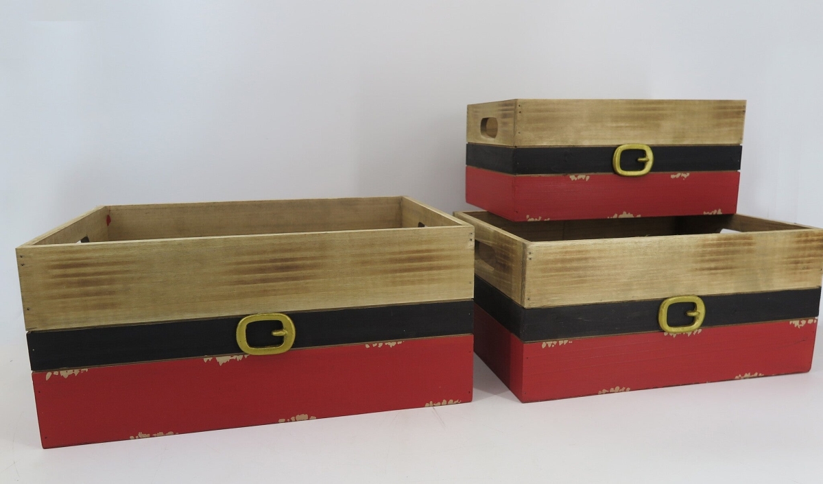 Picture of Mr. MJs Trading AI-2253-985 Santa Belt Crates&#44; Set of 3