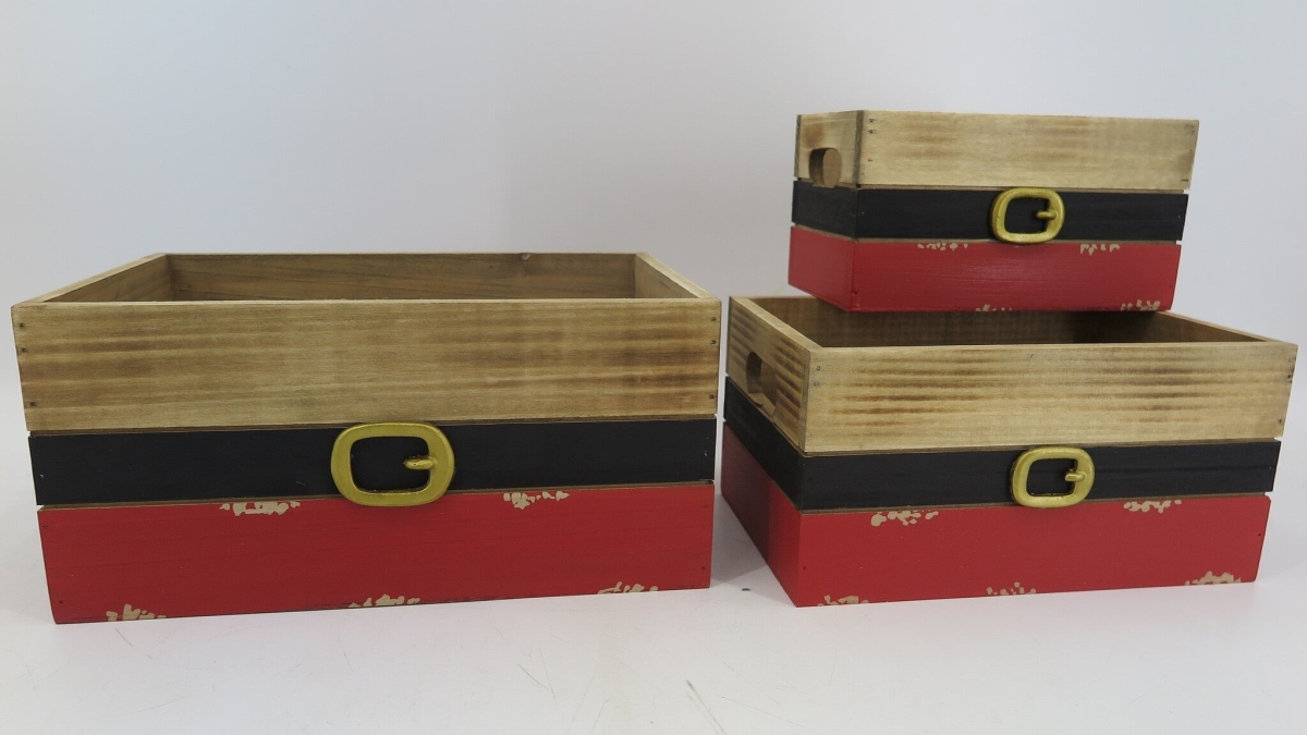 Picture of Mr. MJs Trading AI-2267-985 Santas Belt Decorative Crates&#44; Set of 3