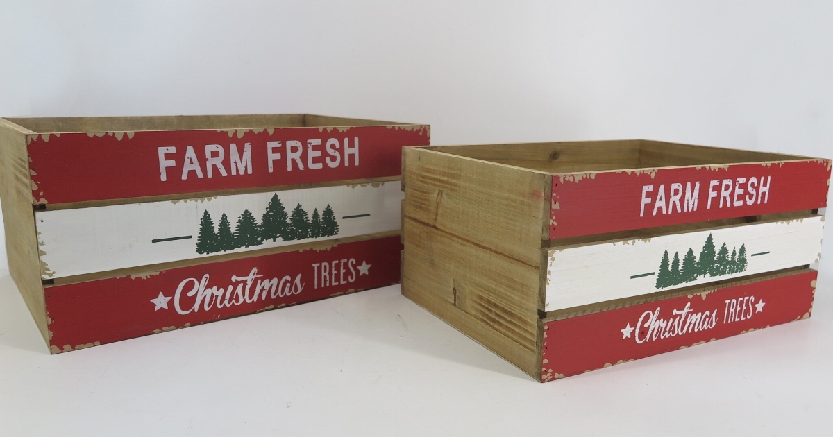 Picture of Mr. MJs Trading AI-2270-977 Farm Fresh Christmas Trees Crates, Set of 2