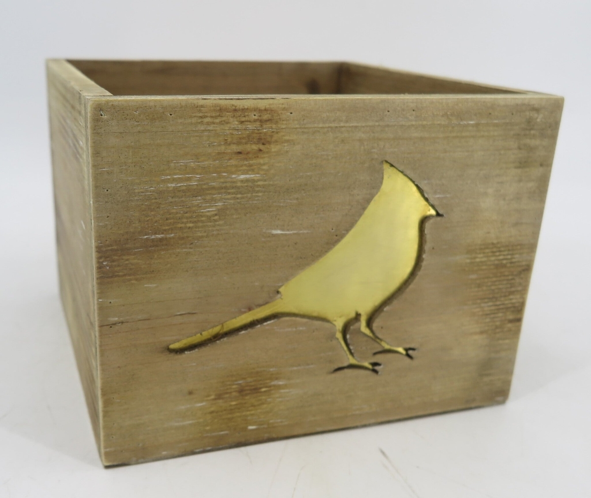 Brown with Gold Bird Imprint Planter