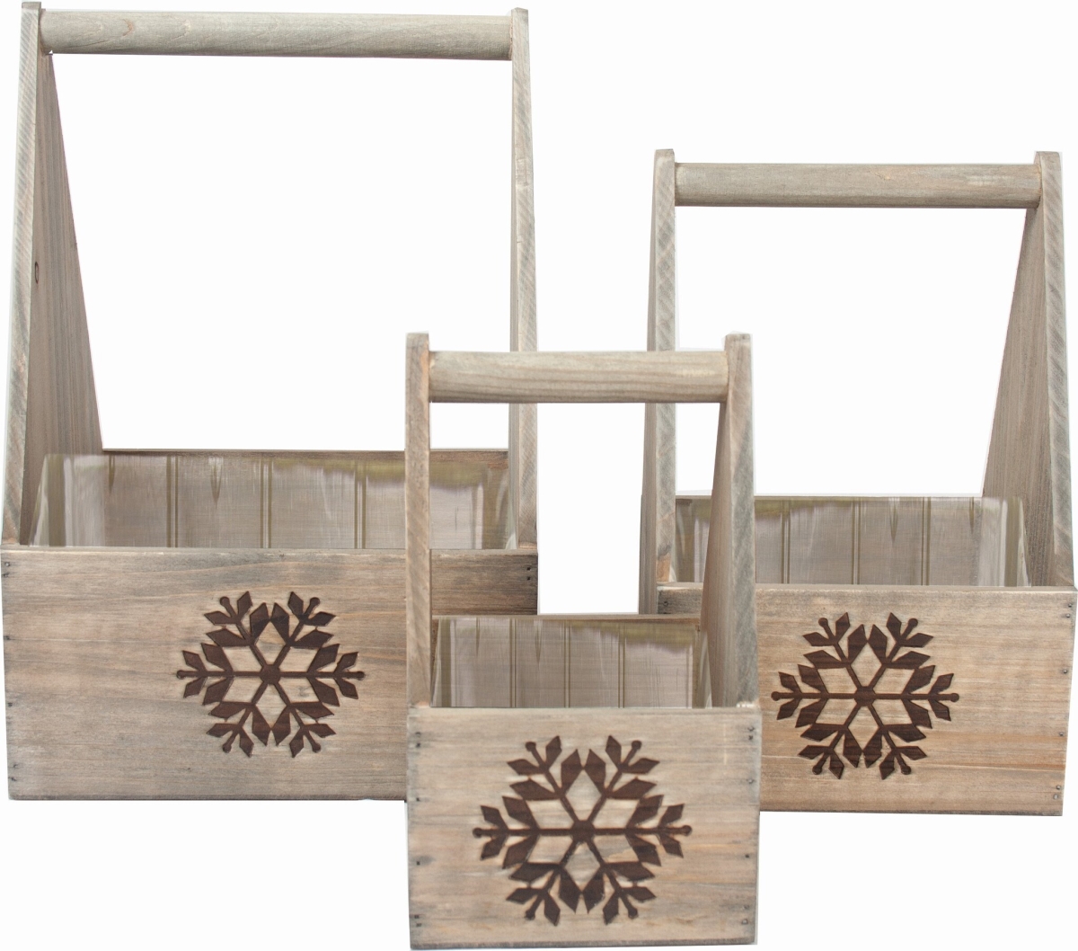 Picture of Mr. MJs Trading AI-4119FSF Tool Box Shape with Burnt Snowflake Design Crates&#44; Set of 3
