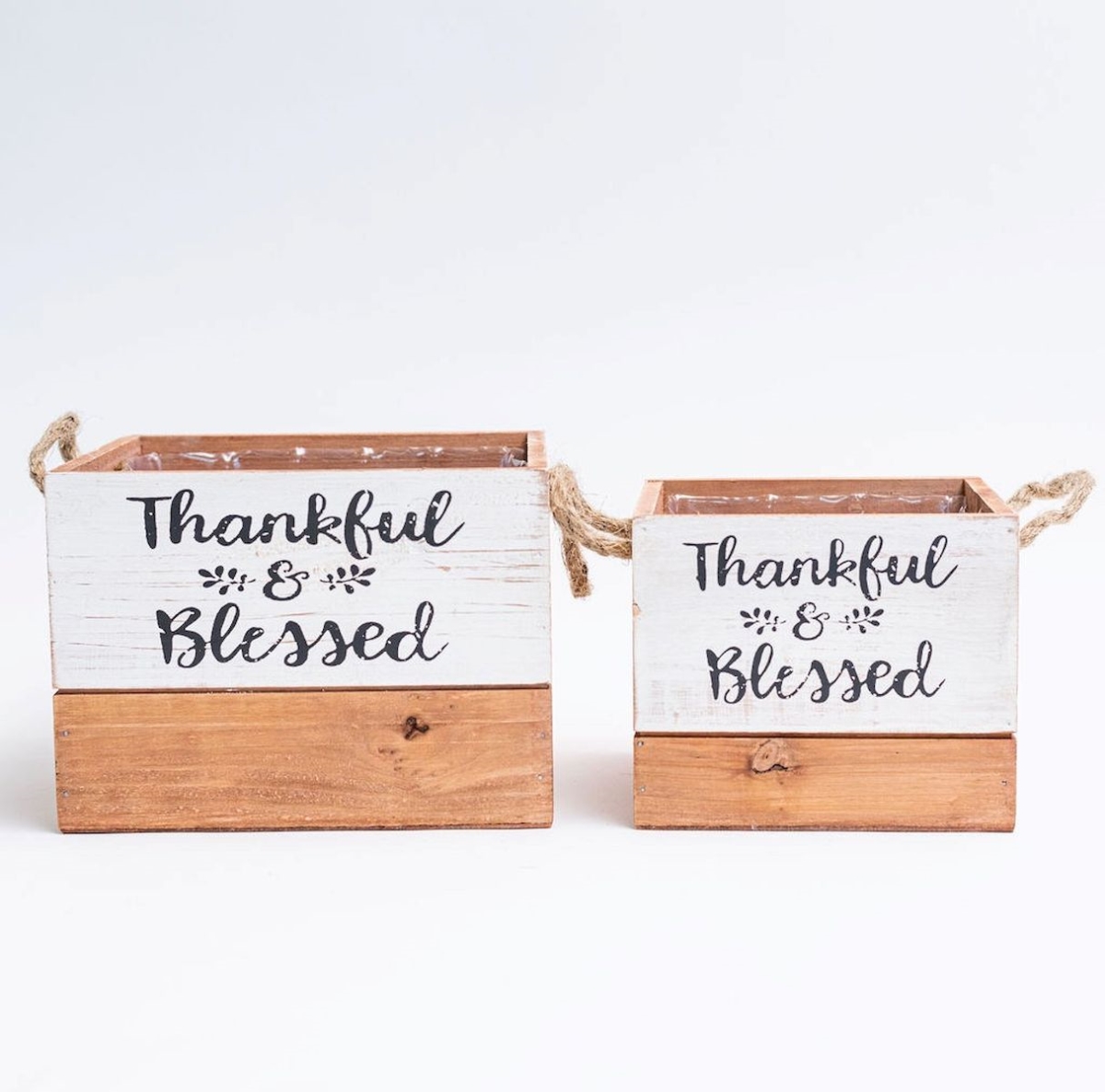 Picture of Mr. MJs Trading AI-4120-856 Thankful & Blessed with Rope Handles Crates&#44; Set of 2