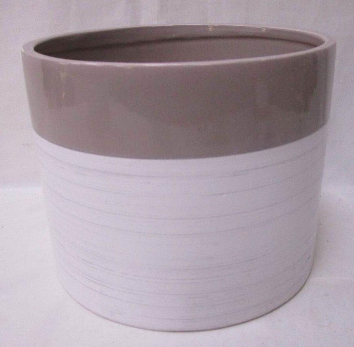 White & Brown Round Planter