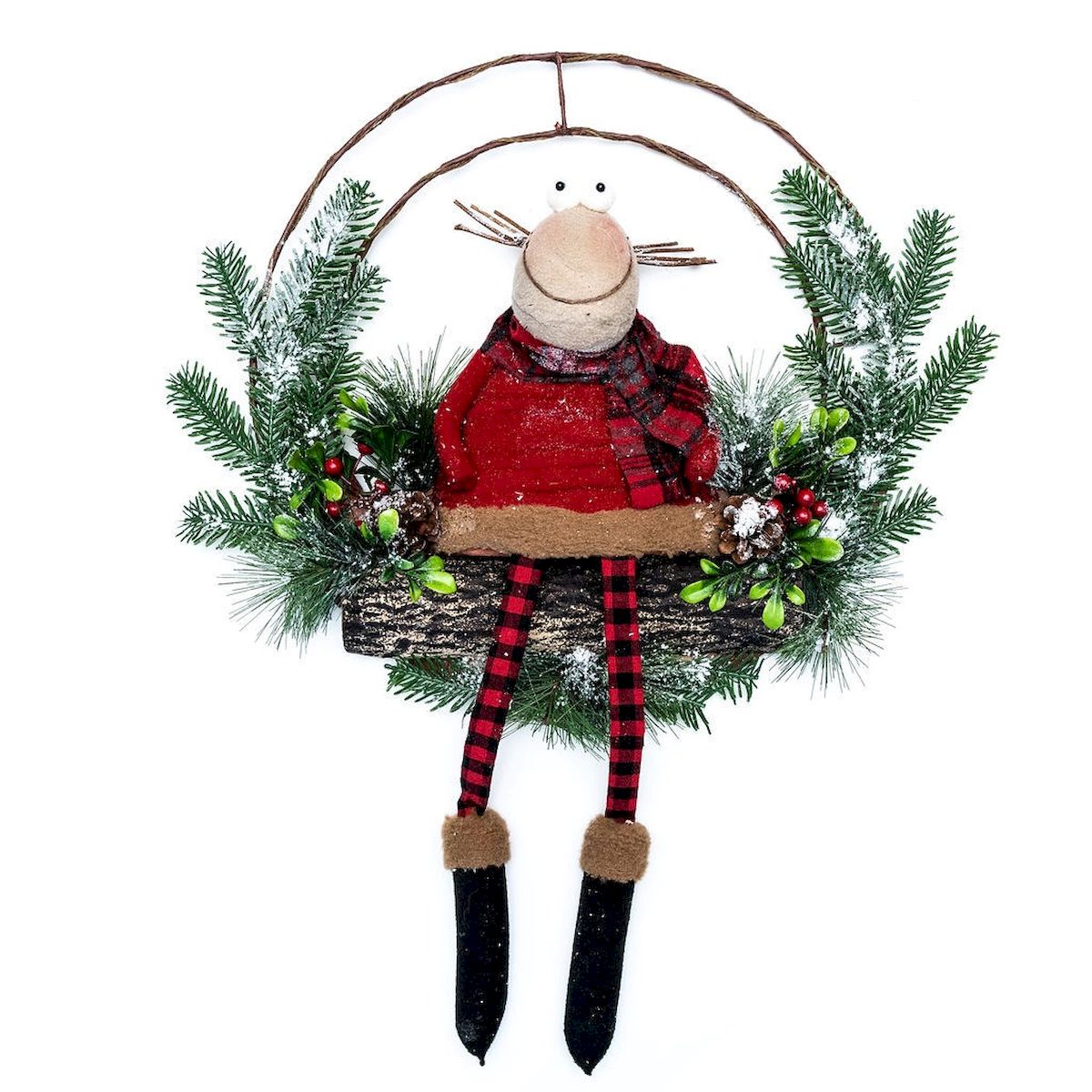 Picture of Mr. MJs Trading AI-FL7013 Christmas Greens with Happy Sitting Moose Wreath