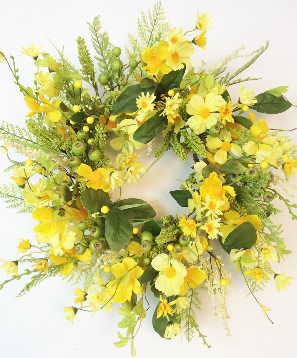Picture of Mr. MJs Trading AI-FL7029 Mixed Yellow Flowers & Greens Wreath