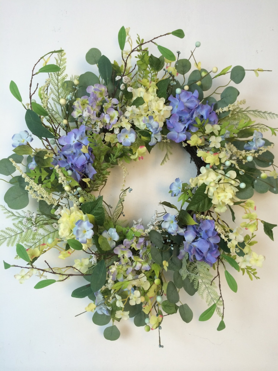 Picture of Mr. MJs Trading AI-FL7041 Blue & Cream Florals with Greens Wreath