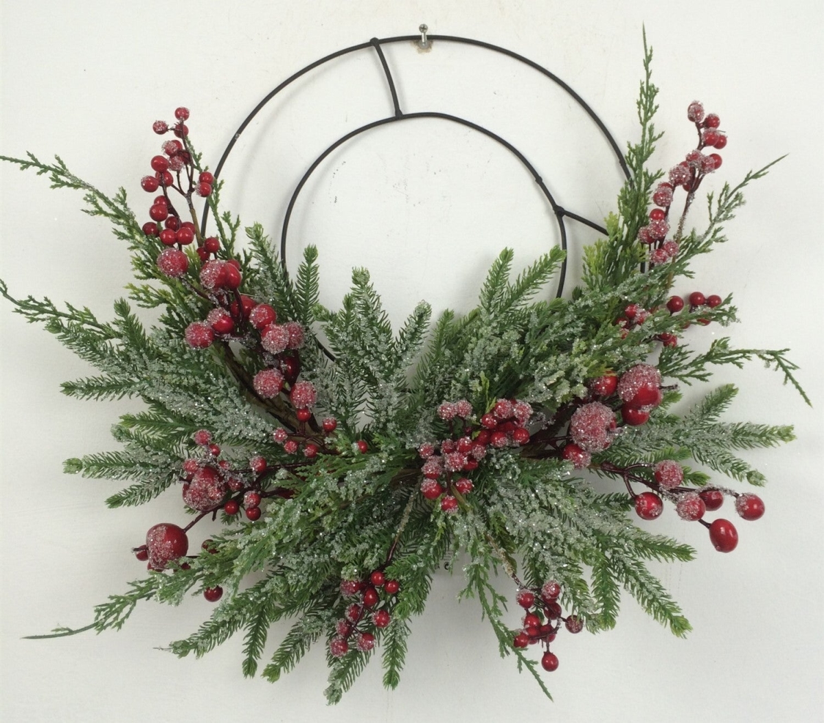 Christmas Greens with Red Berries Half Wreath