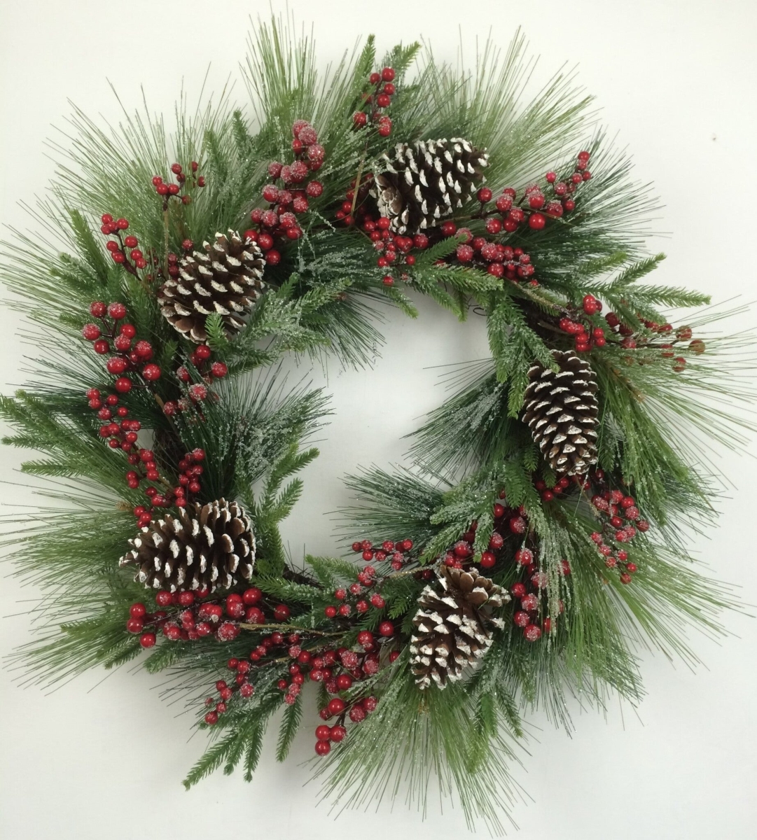 Snowy Pinecones Berries & Greens Wreath