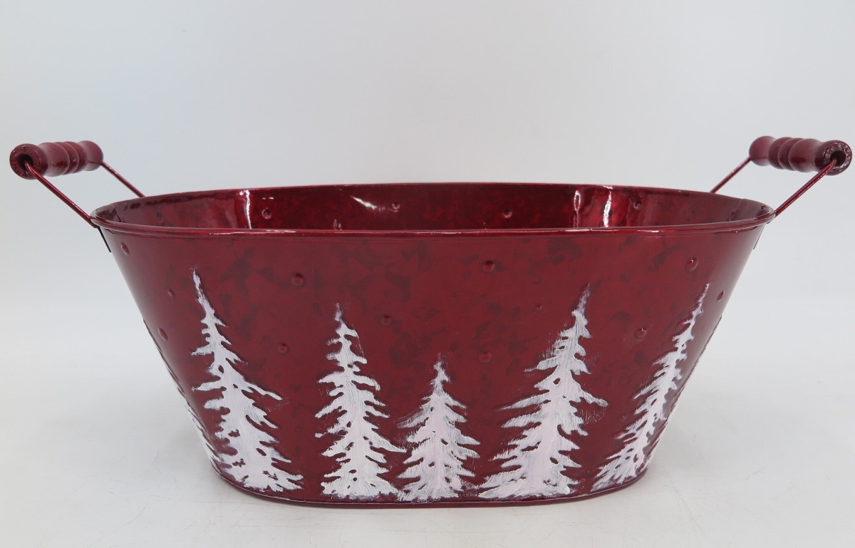 Picture of Mr. MJs Trading AI-GA2426-981 Red with White Pine Trees & Handles Bucket