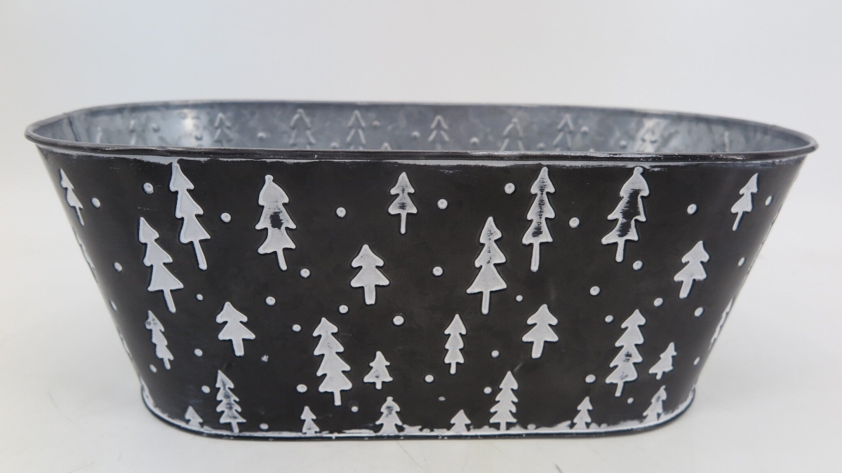 Black with White Trees Planter