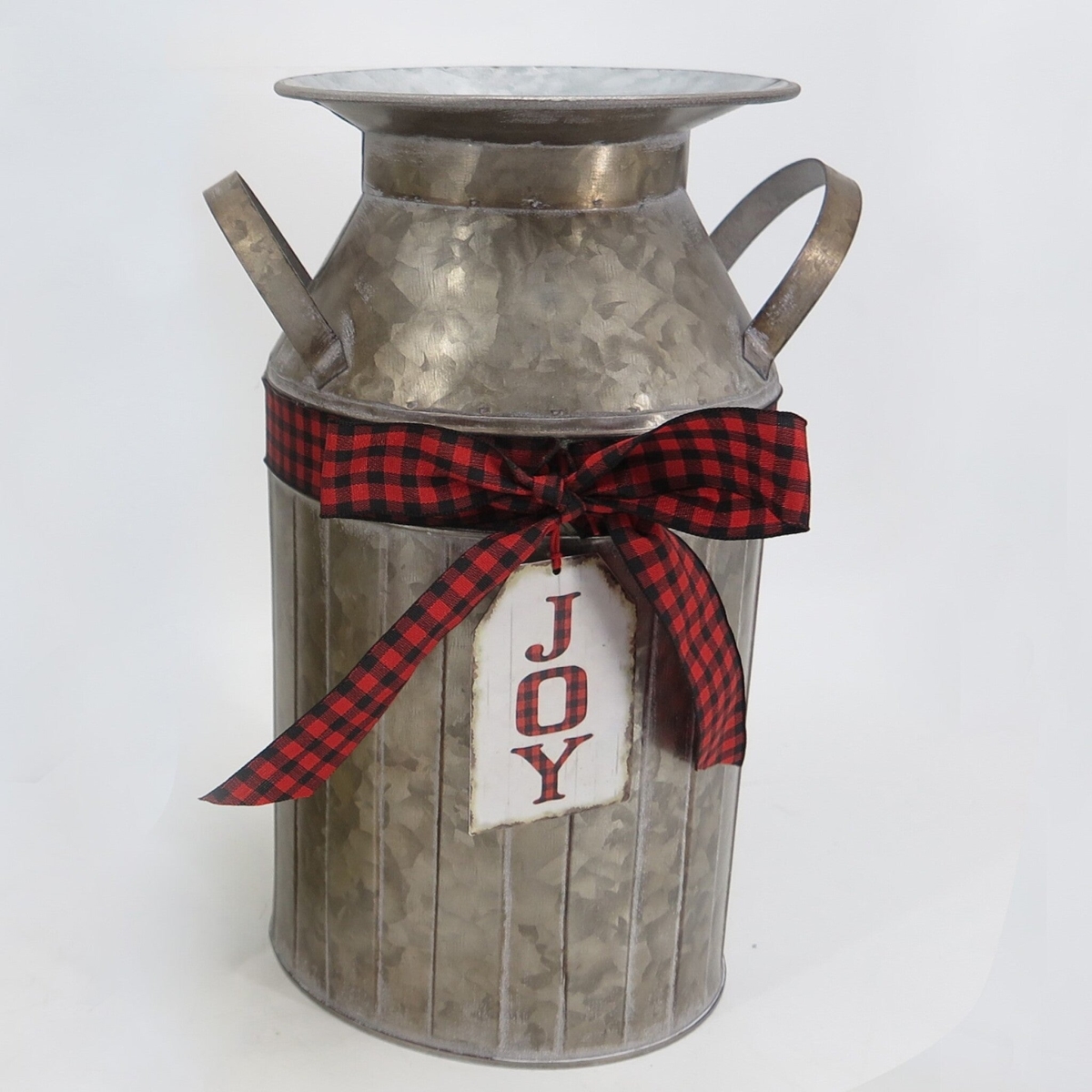 Picture of Mr. MJs Trading AI-GA92-971 Milk Container Shape with Joy Tag&#44; Red & Black Checked Ribbon Jug