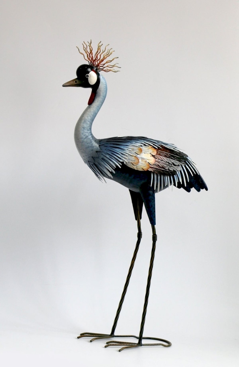 Standing Metal Crane Garden Statue