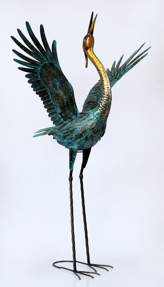 Wings Up Gold Neck Heron Garden Statue