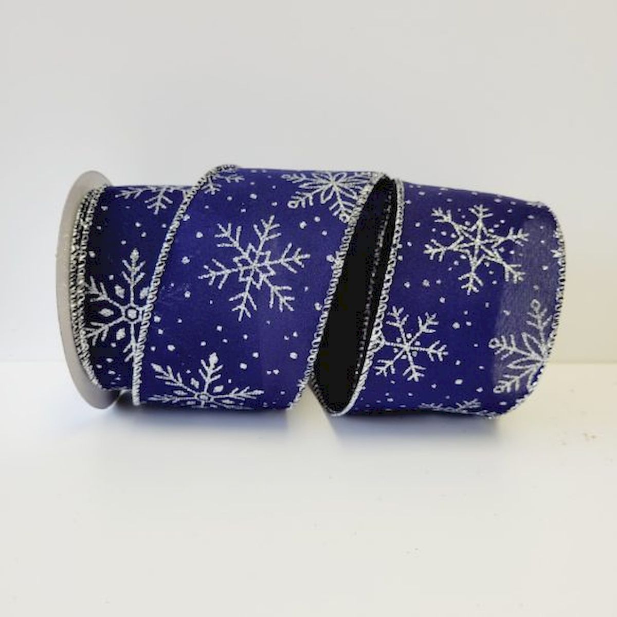 Picture of Mr. MJs Trading CM-OM182BL 2.5 in. x 10 Yards Blue with Glitter White Snowflakes Ribbon