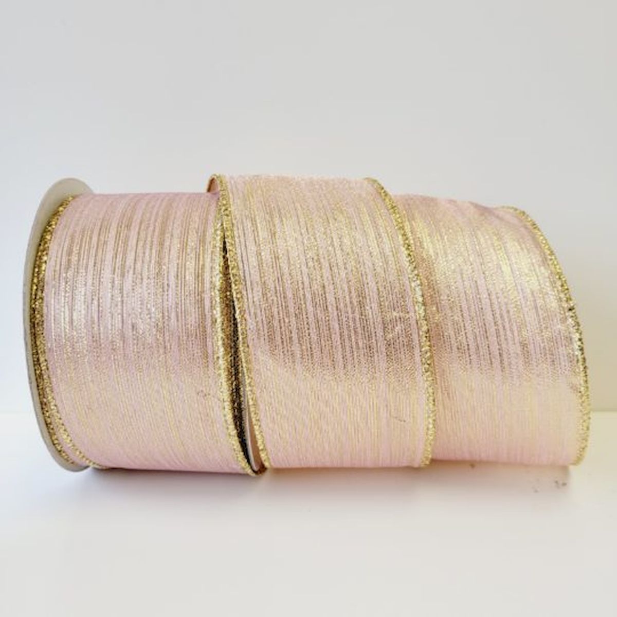 Picture of Mr. MJs Trading CM-OM208RO 2.5 in. x 25 Yards Metallic Rose Gold with Gold Edge Ribbon