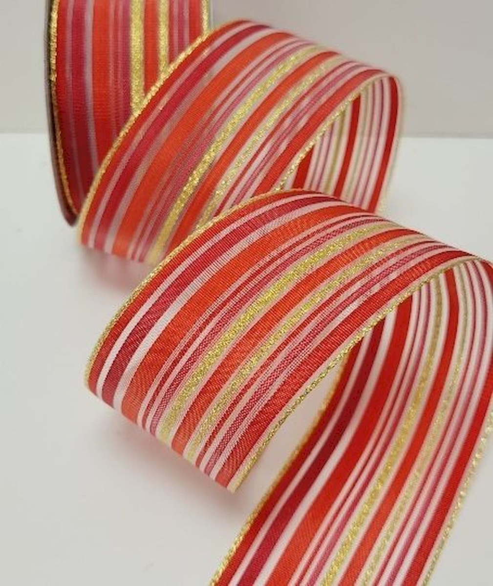 Picture of Mr. MJs Trading CM-PR065RG 1.5 in. x 10 Yards Red & Gold Sheer Stripe Ribbon