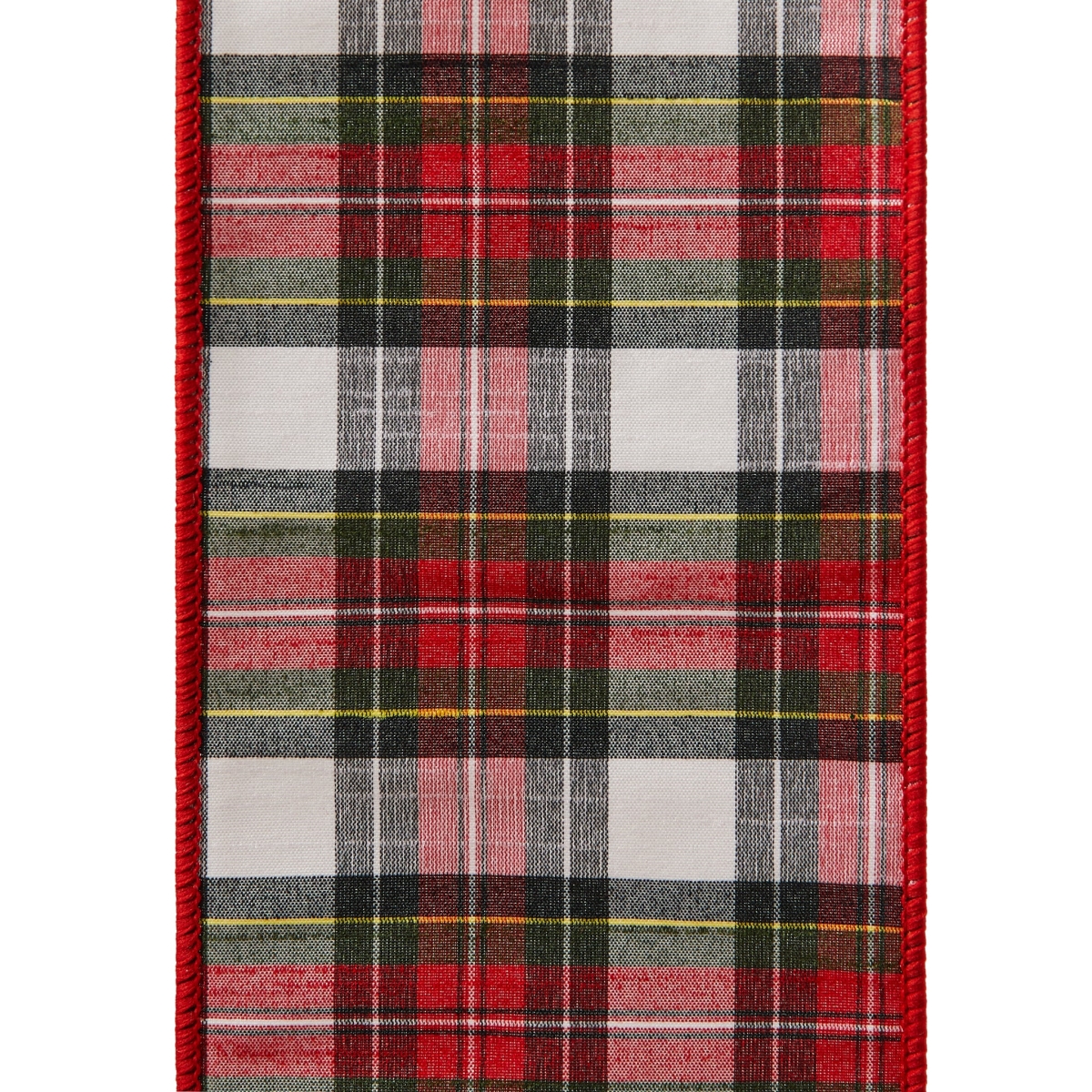 Black, Red & White Tartan Tidings Wired Ribbon
