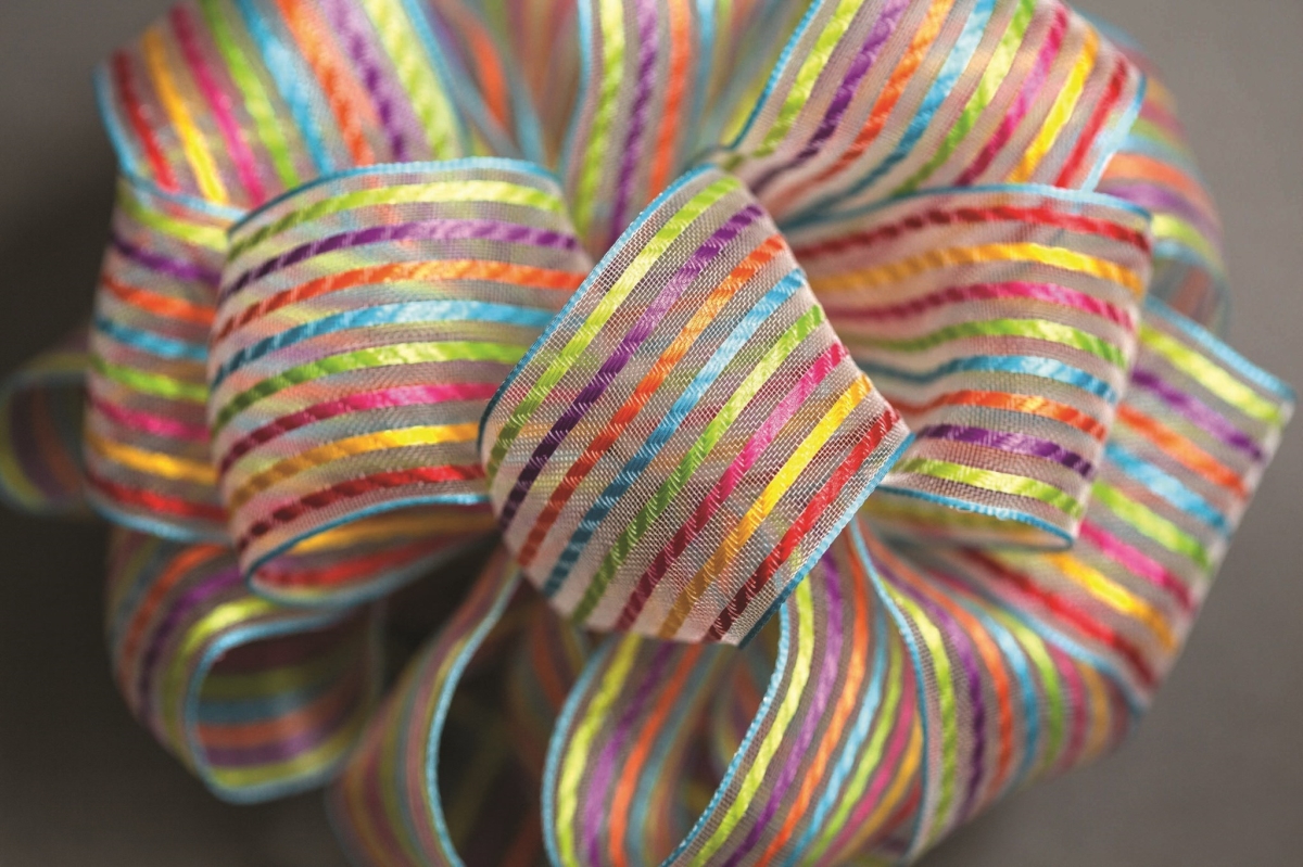 Picture of Mr. MJs Trading AI-197999 Multi Color Striped Sheer Wired Ribbon