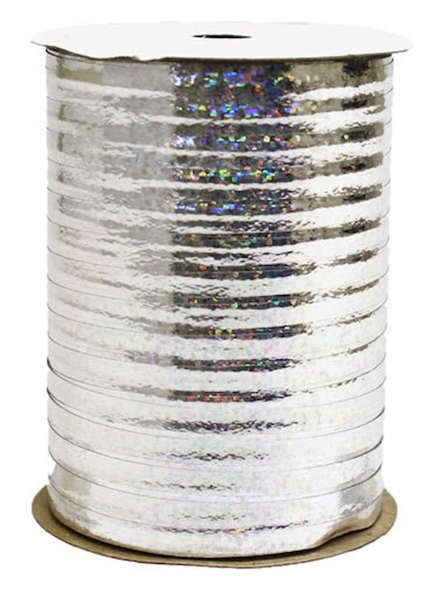 0.19 in. x 100 Yards Silver Holographic Curling Ribbon