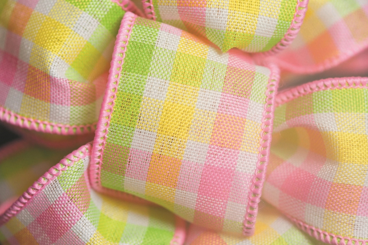 Picture of Mr. MJs Trading AI-209902 Pink&#44; Yellow&#44; Green & White Checked Wired Ribbon