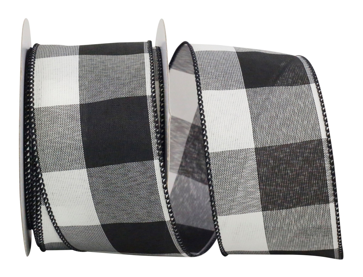 Black & White Jumbo Check Wired Ribbon