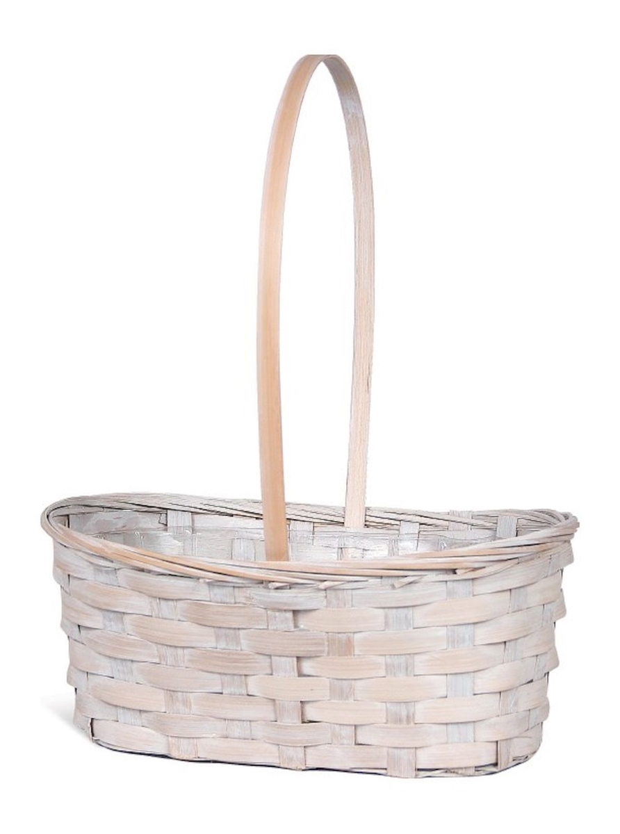 Picture of Mr. MJs Trading AI-3405WW Oversized Handled White Bamboo Basket