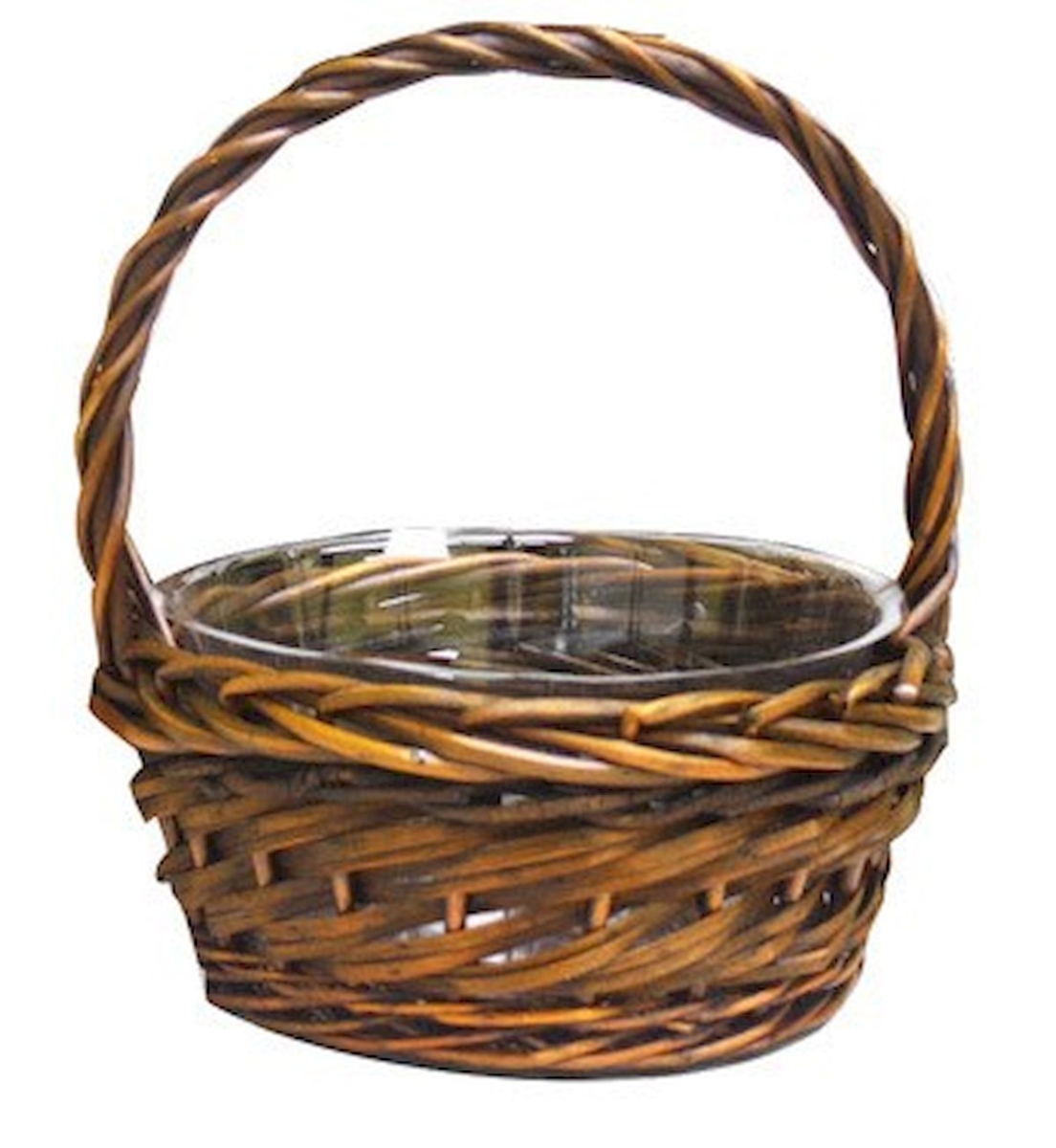AI-4082JAVAB Round Willow Handled Basket Planter