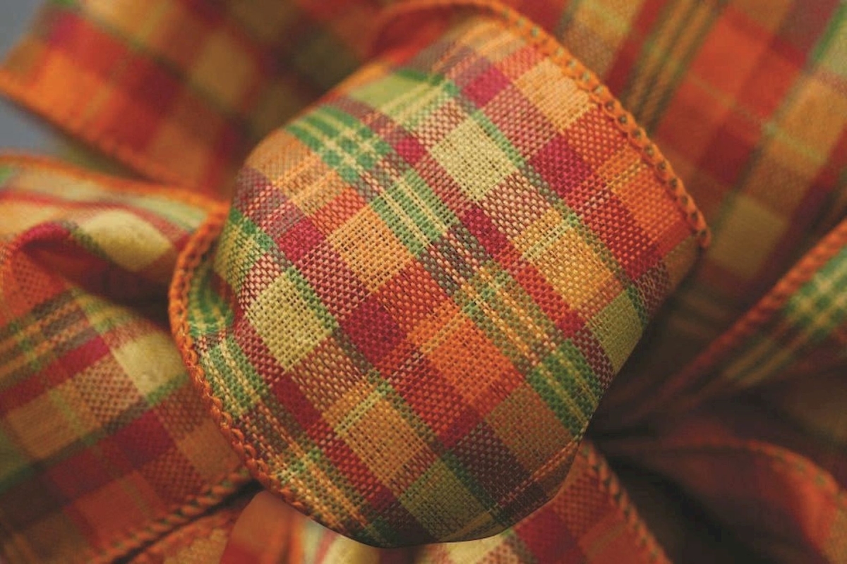 Orange, Red, Green, Yellow Plaid Wired Ribbon