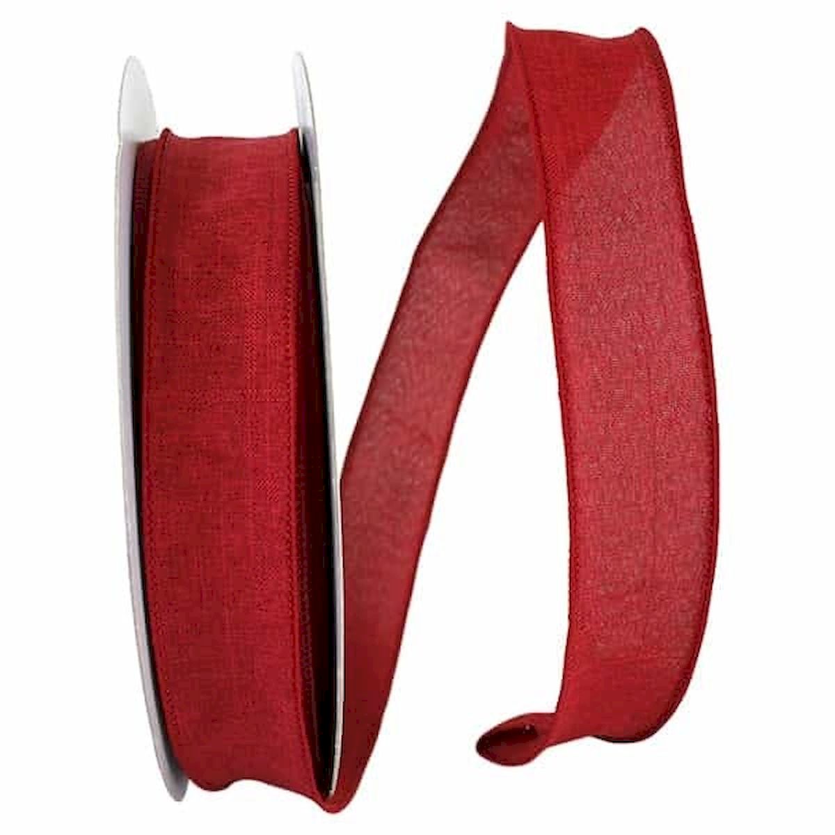Scarlet Linen Wired Ribbon