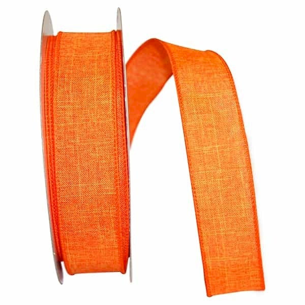 Tangerine Linen Wired Ribbon