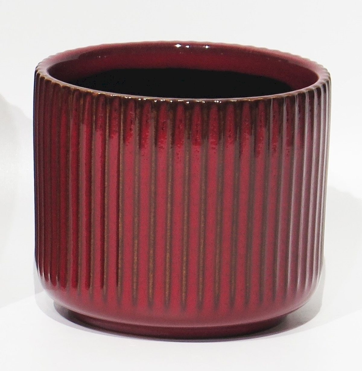 Red Striped Ceramic Planter