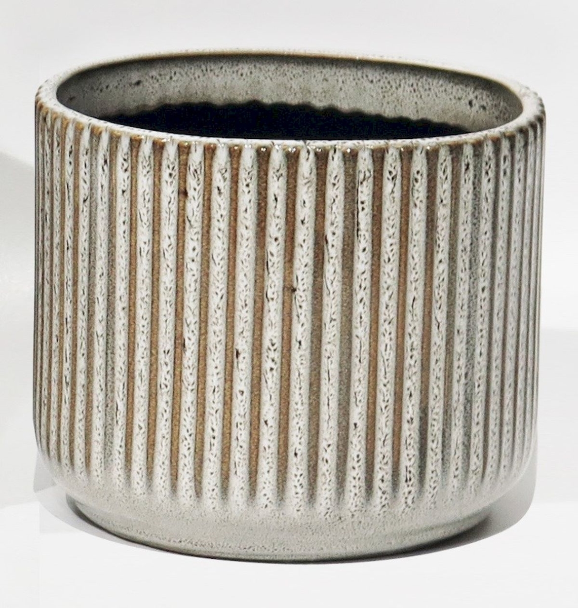 Taupe & Beige Striped Ceramic Planter