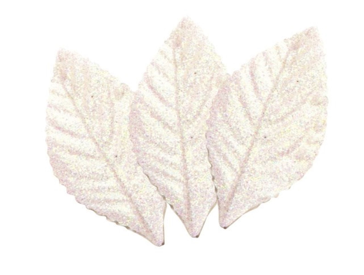 Picture of Mr. MJs Trading AI-COR881IRR Iridescent White Glitter Leaves Vase Fillers - Set of 50