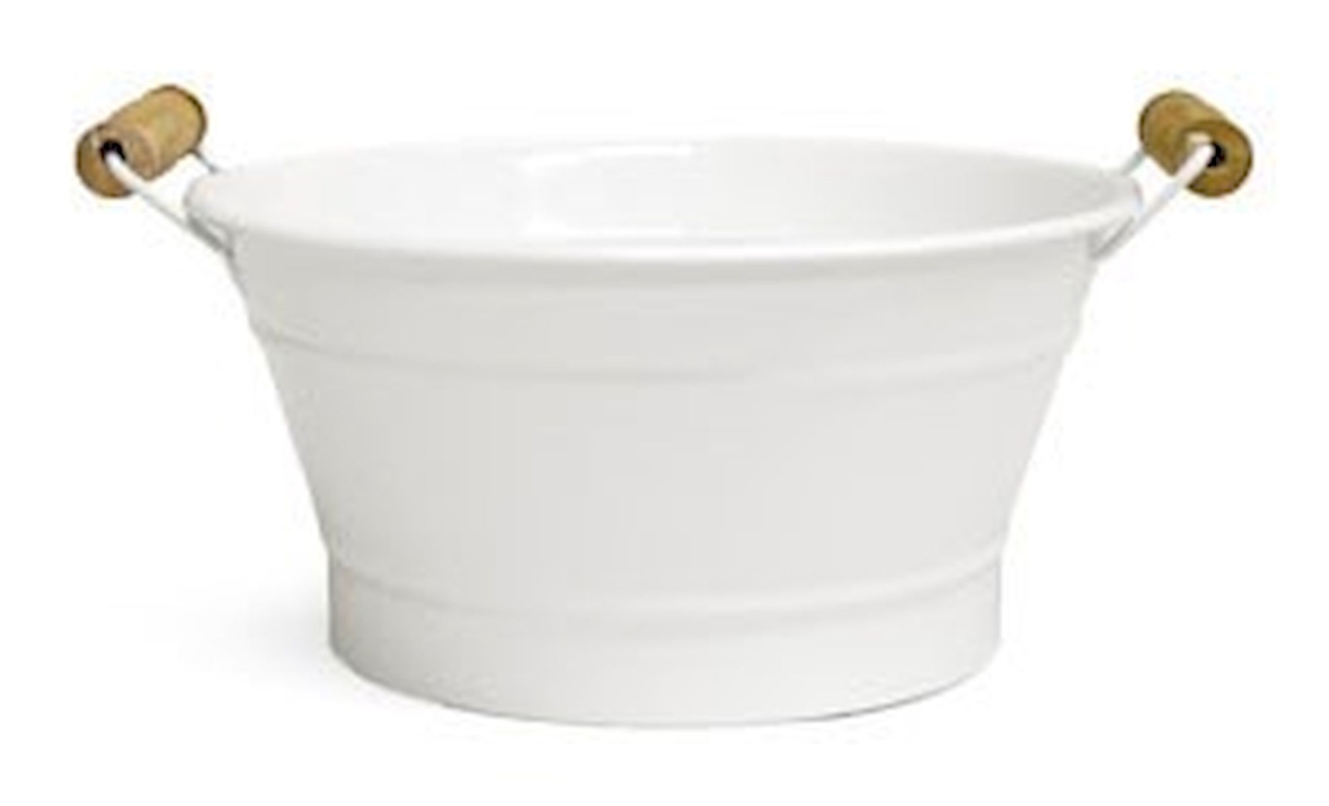 White Finish Metal Bucket