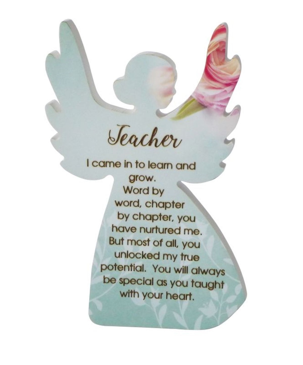 Heavenly Rose Angel with Saying - Teacher Plaque