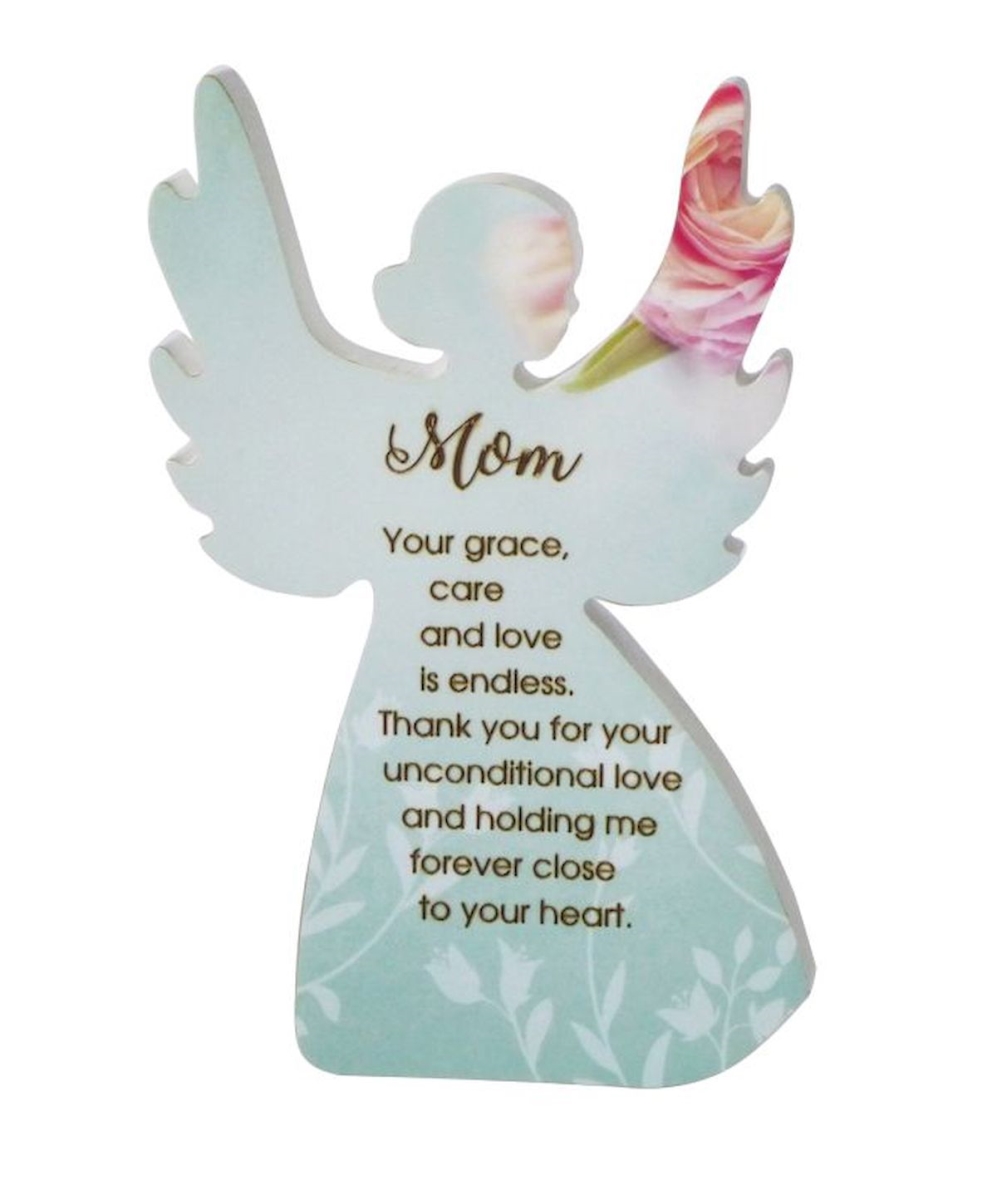 Heavenly Rose Angel with Saying - Mom Plaque