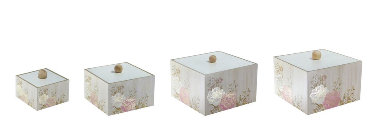 Tickled Pink Floral Pattern Decorative Boxes - Set of 4